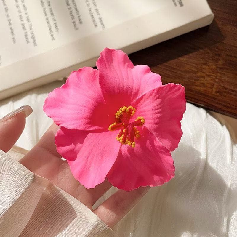 5601 hibiscus flower hairpin-pink