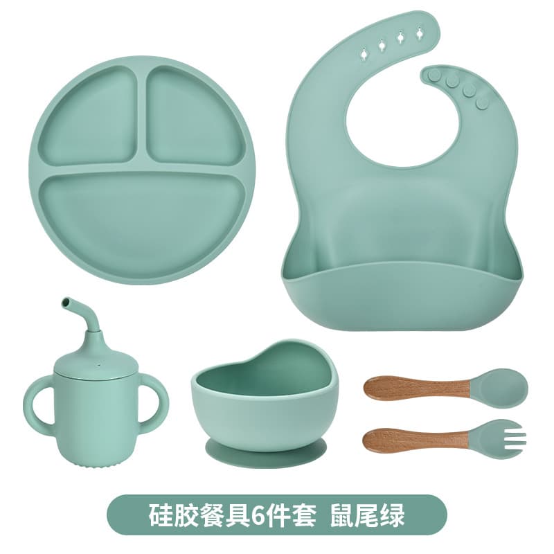 Rat tail green [6-piece tableware, regular style]