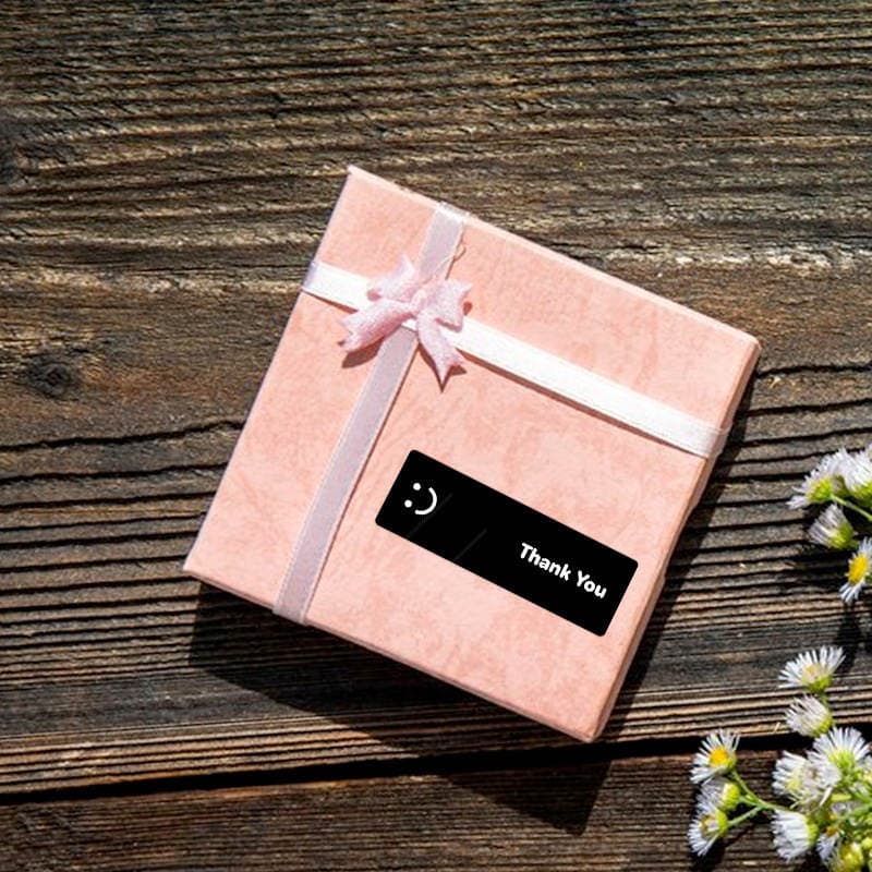 Coated Paper Thank You Stickers, Rectangular Stickers for Gift Box Decoration, Sealing, and Baking 3