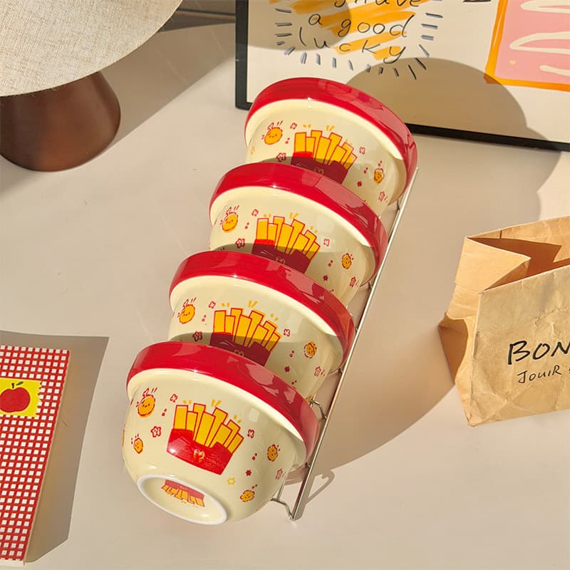 [french fries tableware]-4.6-inch rice bowl (pack of four)