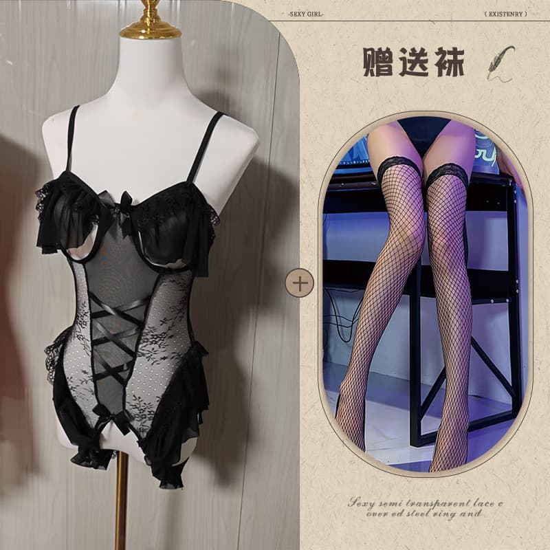 Black + black fishnet stockings