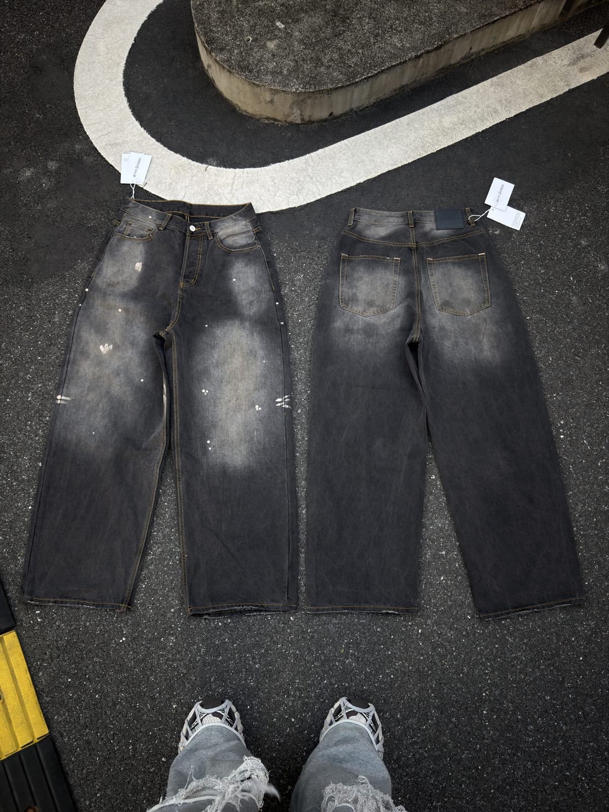 Ac31 - ink wash wide leg jeans (black)