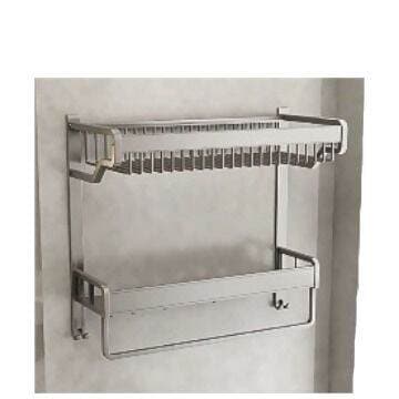 Towel Rack Bathroom Storage Rack Bathroom Toilet Punch-Free Wall-Mounted Bathroom Set Space Aluminum Towel Rack 5
