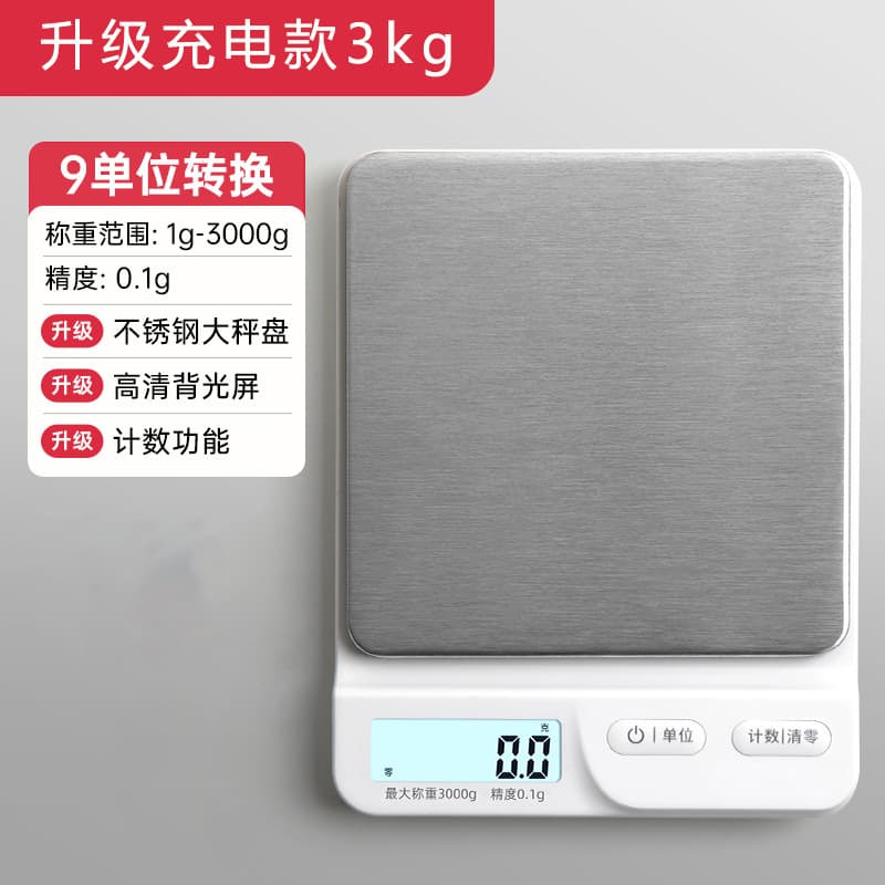 White upgraded stainless steel charging model 3kg/0.1
