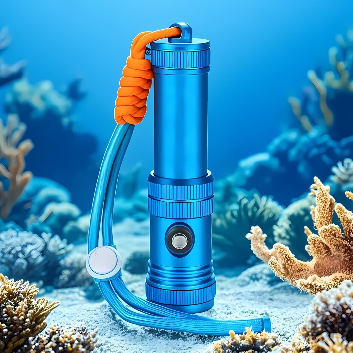 White light diving flashlight blue