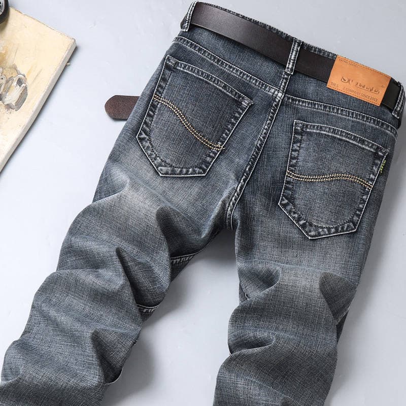 Guangzhou Xintang Maixin Men's Jeans, Elastic Straight-Leg, Loose Fit, Mid-Waist, Middle-Aged Men's Long Pants, Factory Wholesale 2