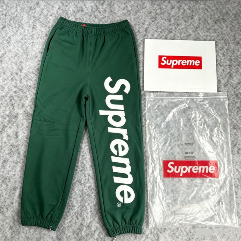 A309# classic big logo hooded sweatpants dark green