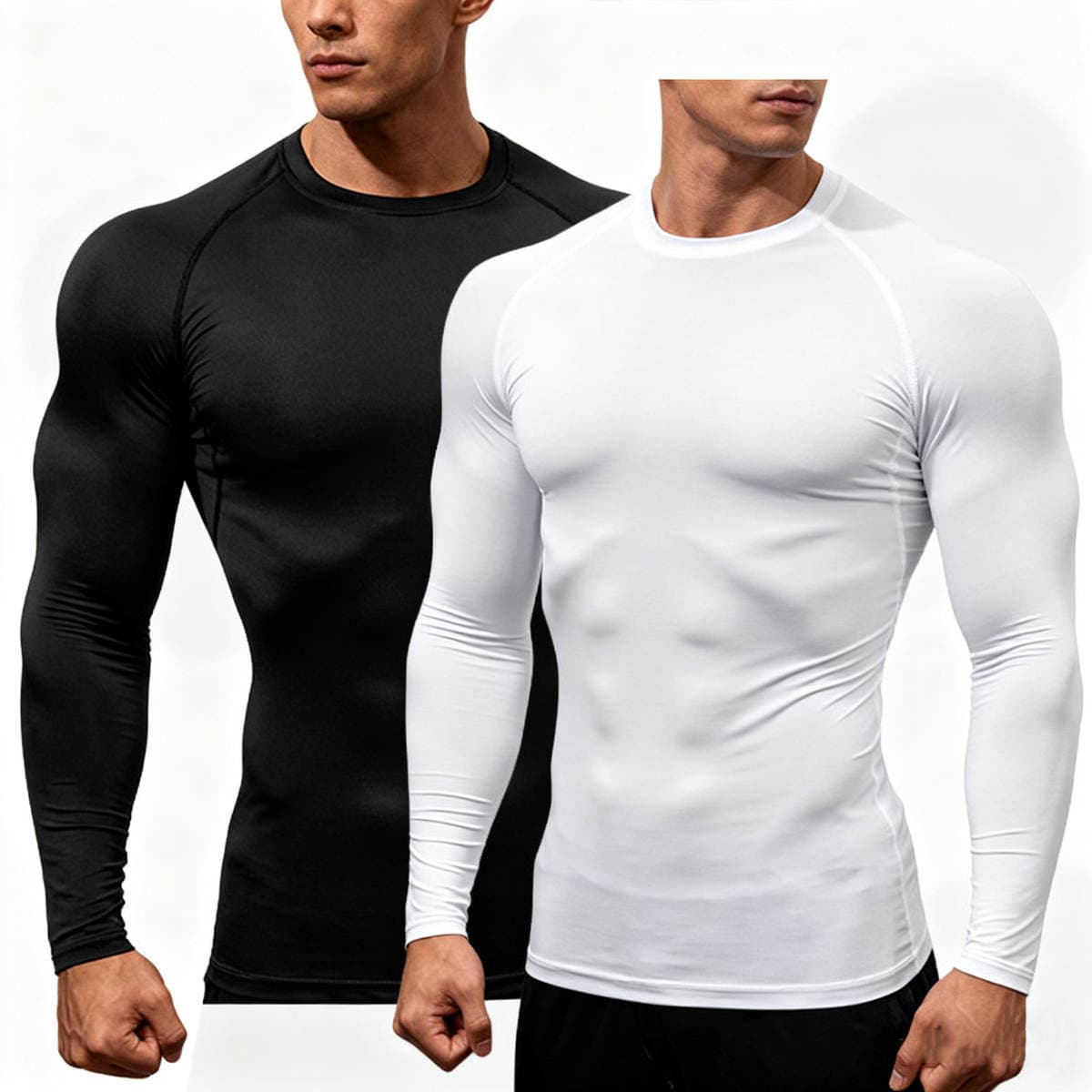 Kişi üçün payız-qış idman, sürətli quruyan, elastik, uzunqol T-shirt, qaçış və məşq üçün 1