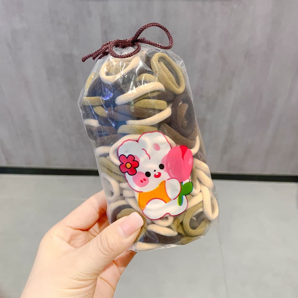 Milk coffee color 200 pieces [cartoon drawstring bag]
