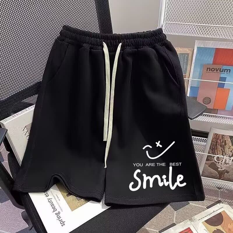 Sm smiley face hemp shorts black