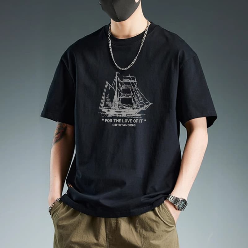 Black cotton short sleeves-2477