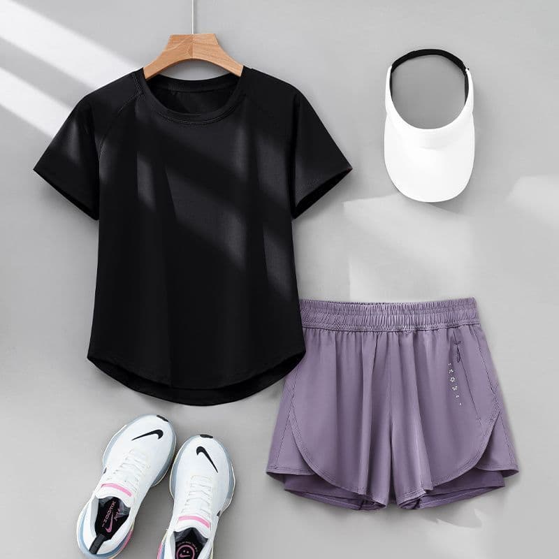 C07 black + dk476 purple [quick-drying and breathable] two-pack