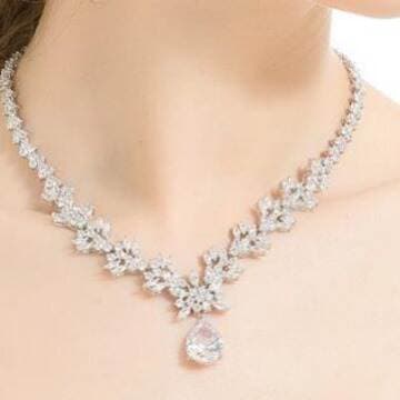 Jinse Zircon Bridal Jewelry Set Brass Zircon Chain Necklace Fashion Women's Dinner Wedding First Jewelry 3