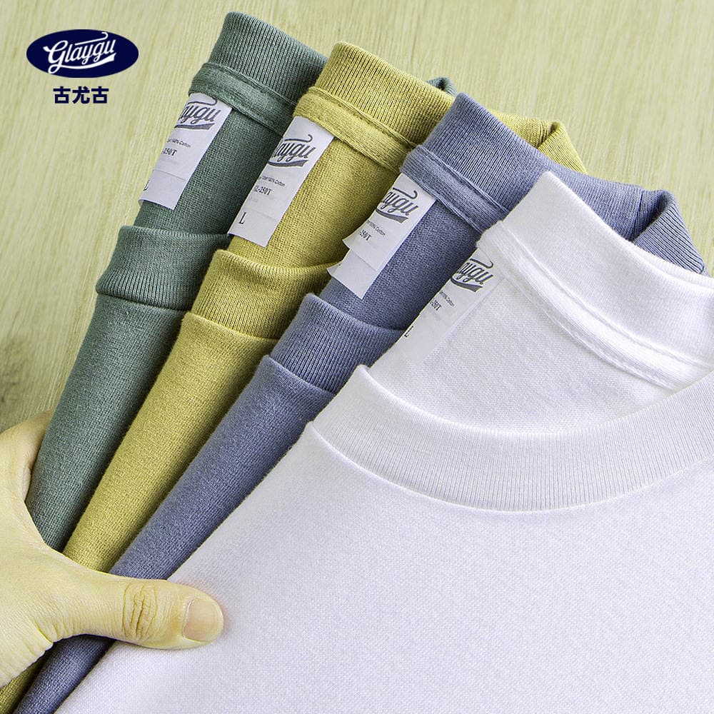 250g Japanese Heavy Weight Loose Pure Cotton Short-sleeved T-shirt Men's and Women's White T-shirt Solid Color Loose Base Shirt Trendy INS 2