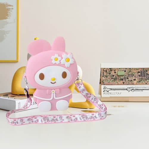 Double flower melody coin purse pink