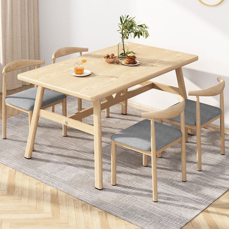 Log color 120*60 table and four chairs [light gray cloth]