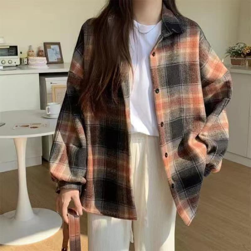 0033 orange black plaid