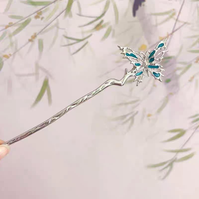 219# oil dripping blue butterfly