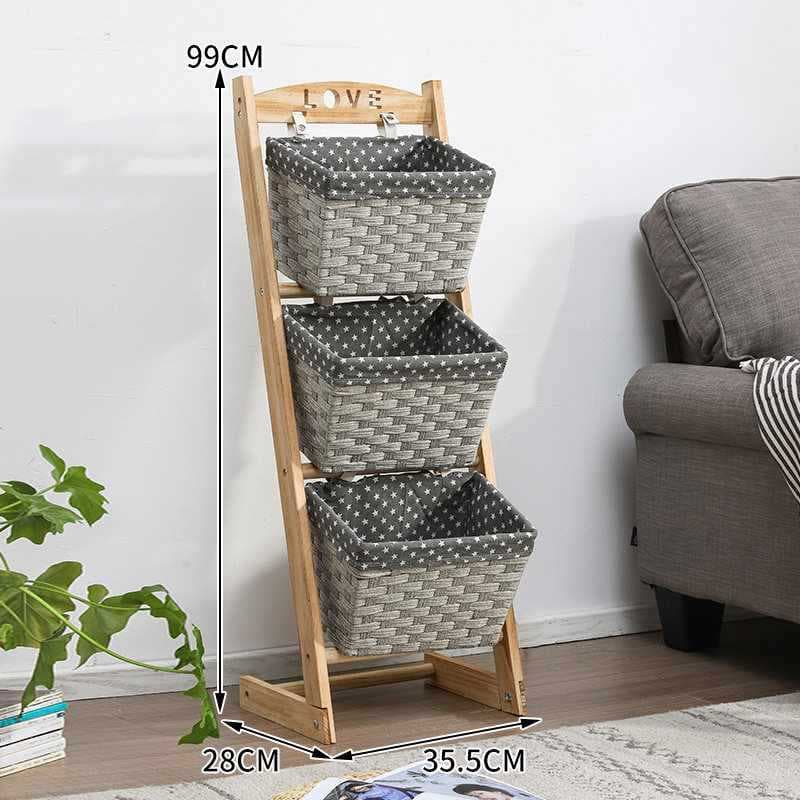 Gray leather basket + light burning rod, single row, three layers