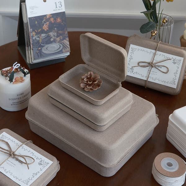 Environmentally Friendly Degradable Paper Pulp Box Jewelry Box Packaging Accessories Daily Necessities Ready-Made Ring Necklace Handmade Soap Gift Box