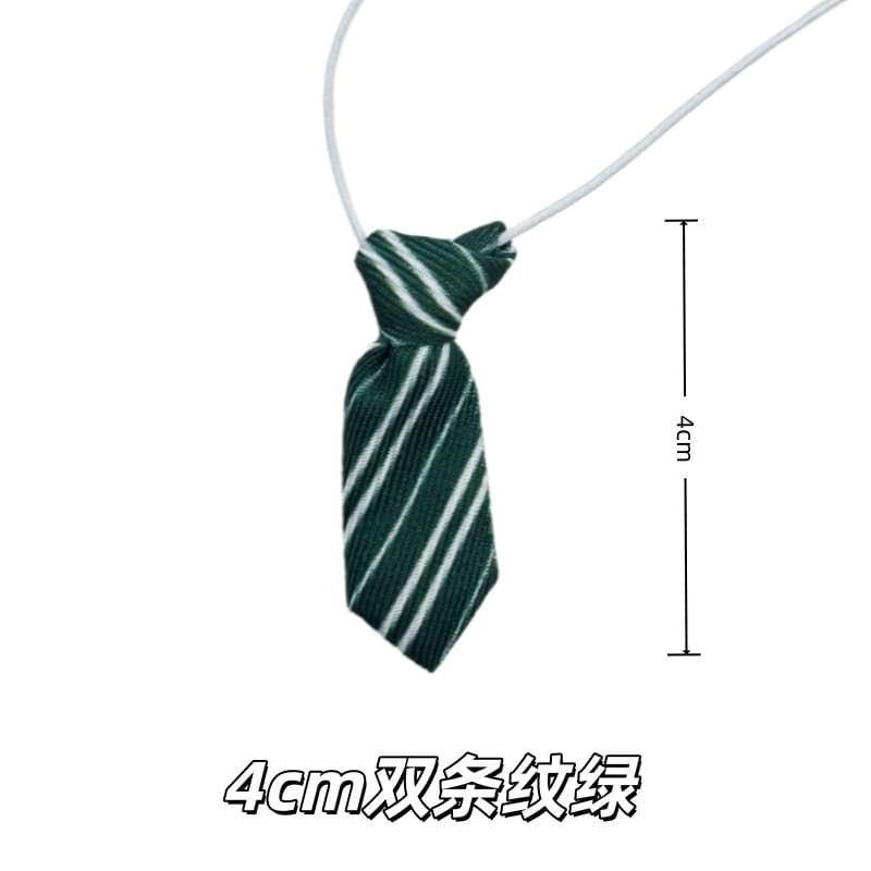 [double stripes] green and white large tie