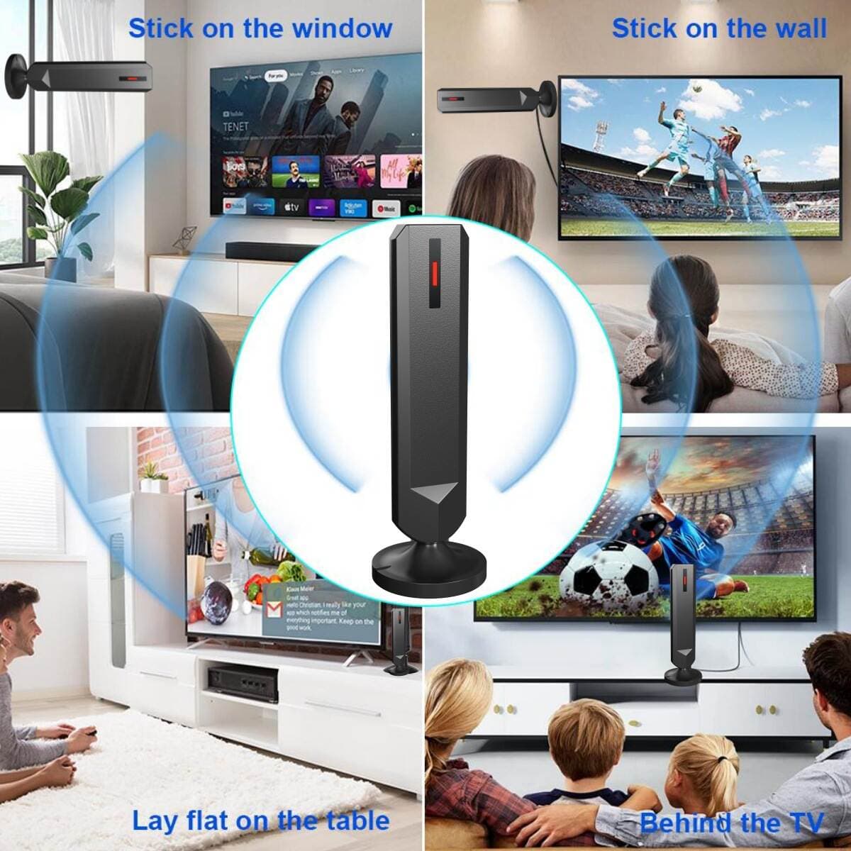 Suction Cup Type Digital Antenna 4K Smart Signal Amplifier Indoor Ground Wave Reception Broadcast Signal Tv Antenna 4
