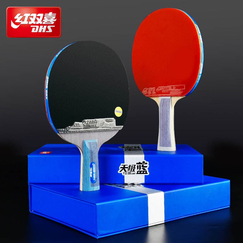 Red double happiness genuine celestial blue professional ping-pong single racket crazy straight table tennis racket celestial blue series wholesale 3