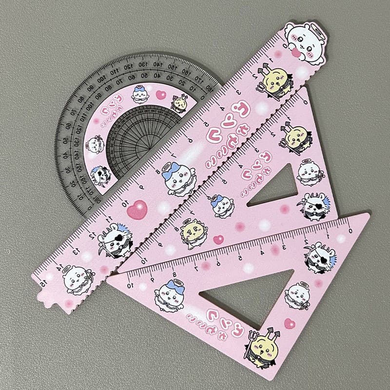 Pink angel white ji yi set of rulers