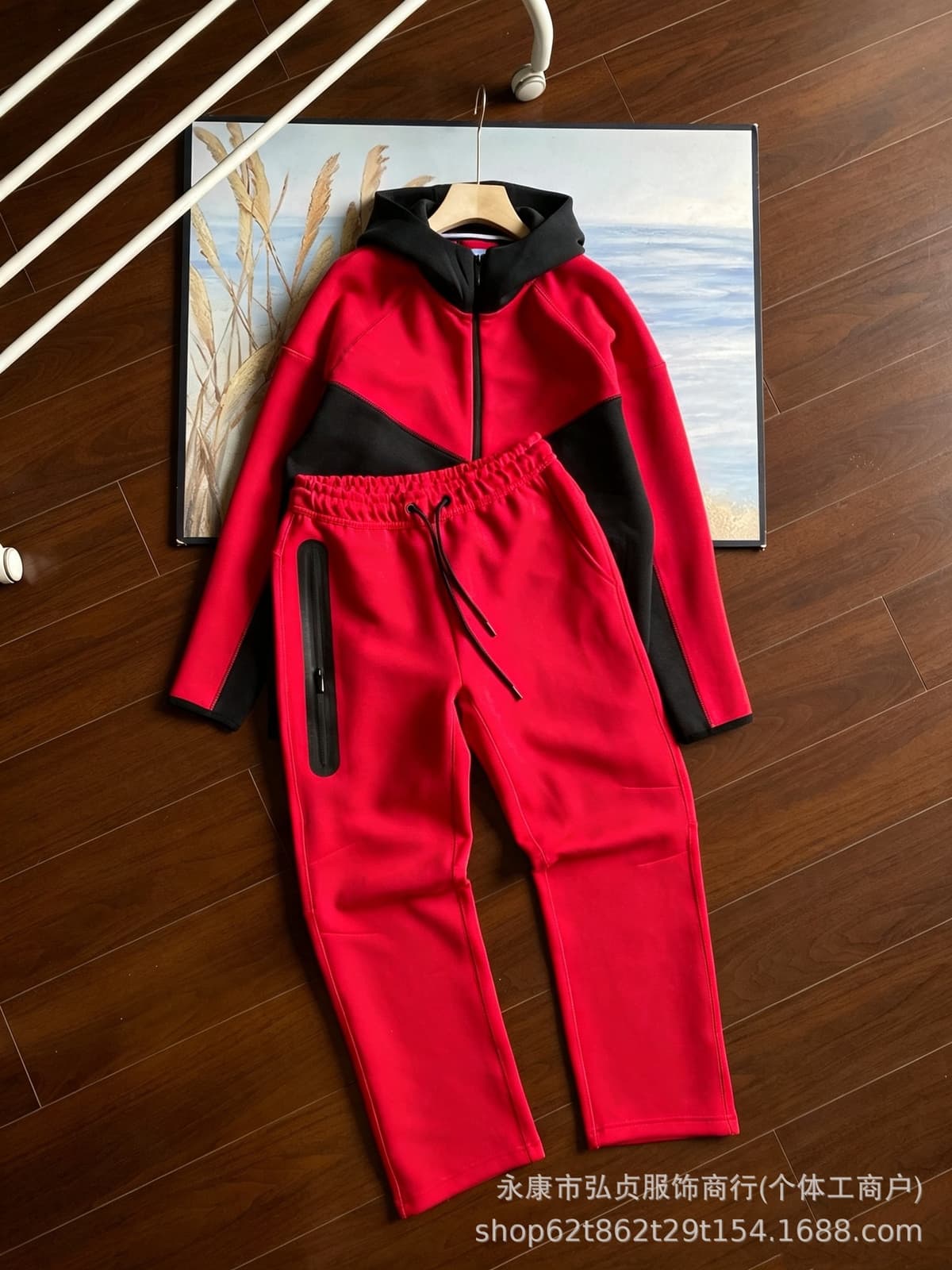 Suit. black and red