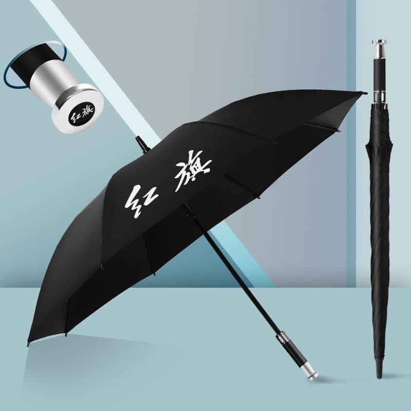 Red flag pattern straight handle umbrella