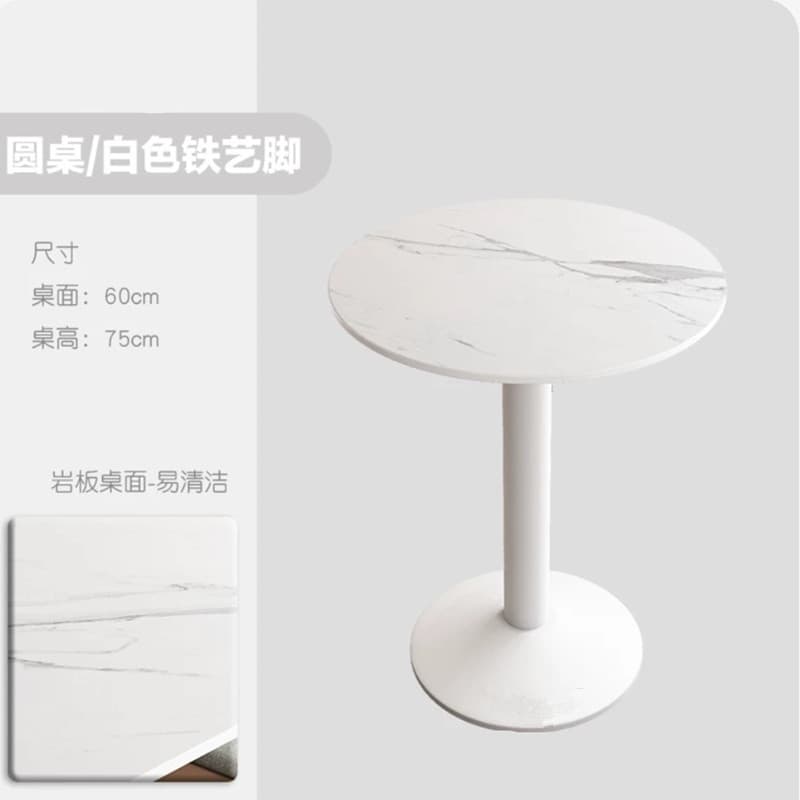 Snow mountain white 60 round + white iron feet