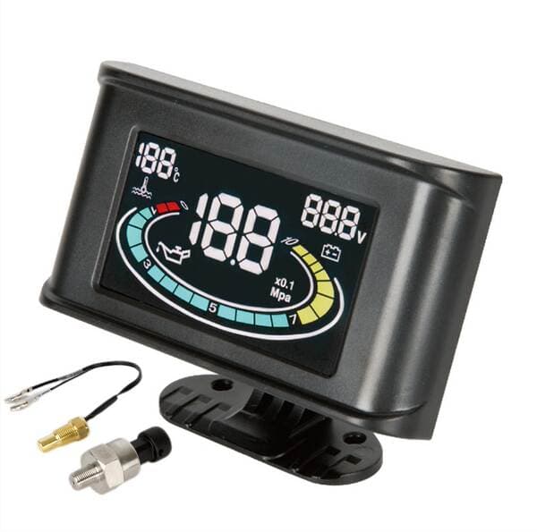 Lcd Display Instrument for Car and Truck Modification, Three-In-One Combination Dashboard for Water Temperature, Oil Pressure, and Voltage