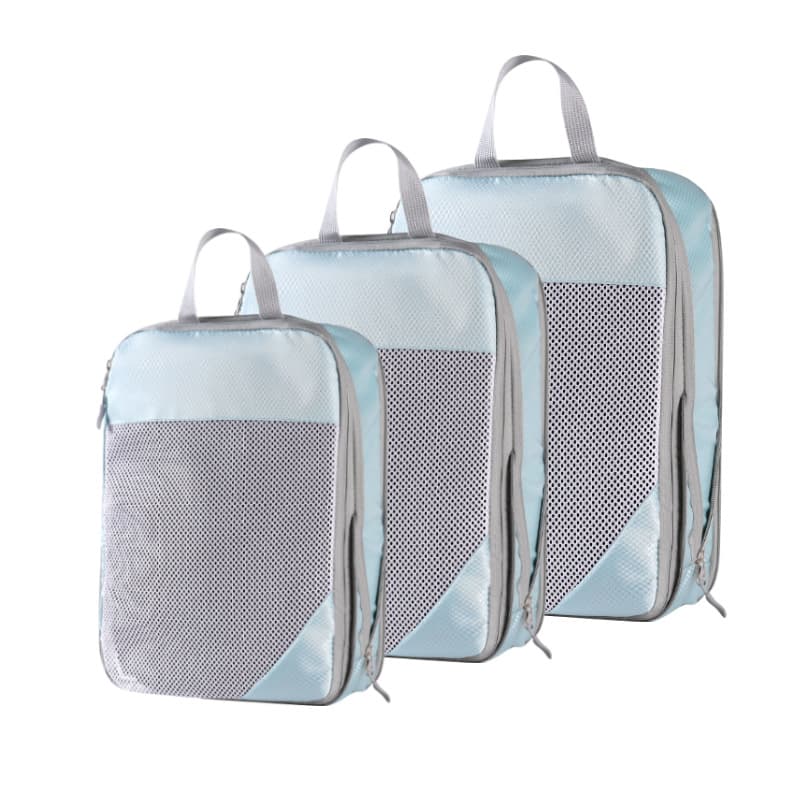 Three-piece set with net lake blue