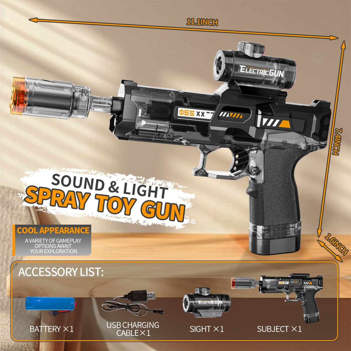 Fire rat linked spray version sound and light gun-transparent black (color box)