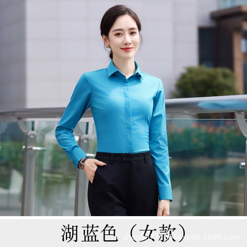 Women's long sleeve lake blue shirt