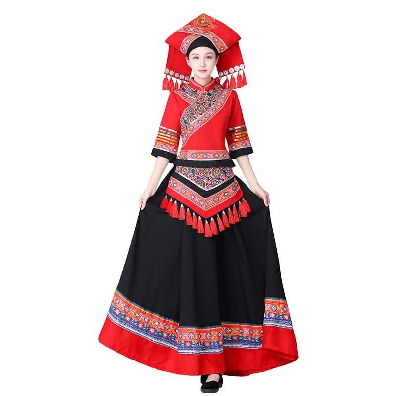 Sd women's black long skirt suit + fan-shaped headwear