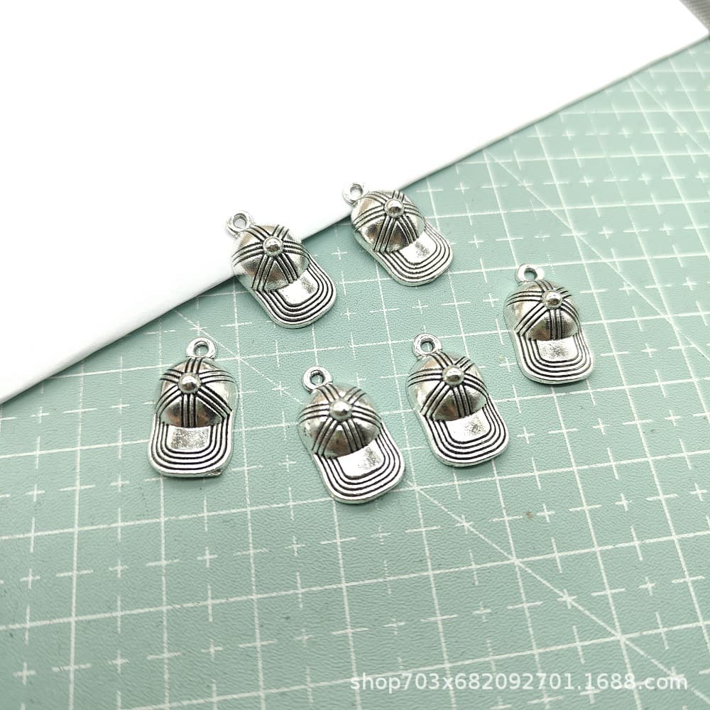 Antique silver baseball cap with a 10*19mm charm