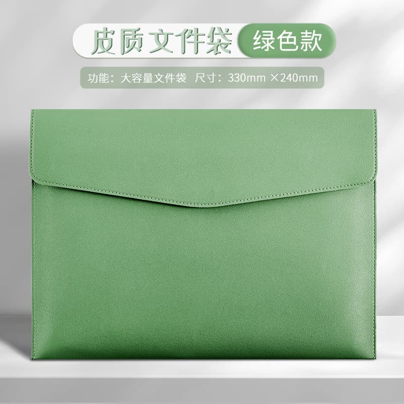 Green a4 leather document bag