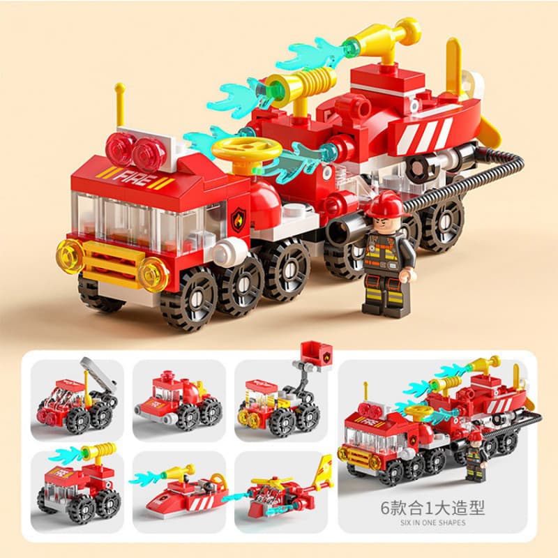 6 in 1 Fire Rescue vehicle 134PCs