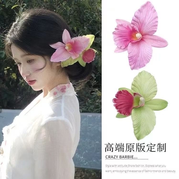 5922 cattleya flower hair clip-pink