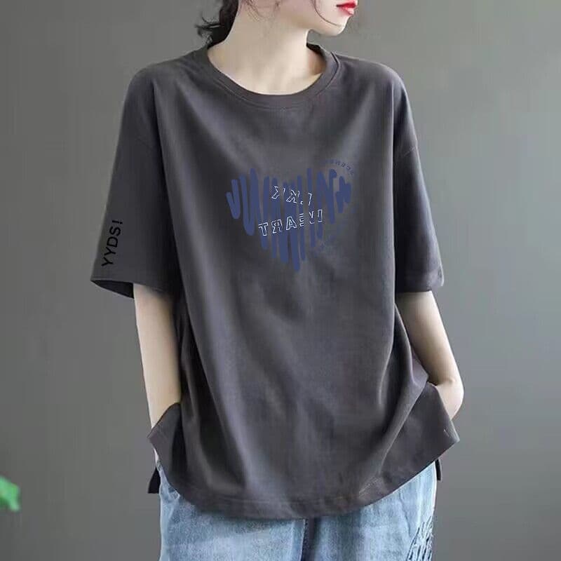 50 dark grey black sleeve [medium] striped heart
