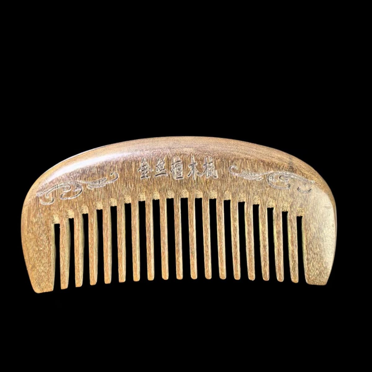 Golden green sandalwood 12cm moon-shaped wide teeth