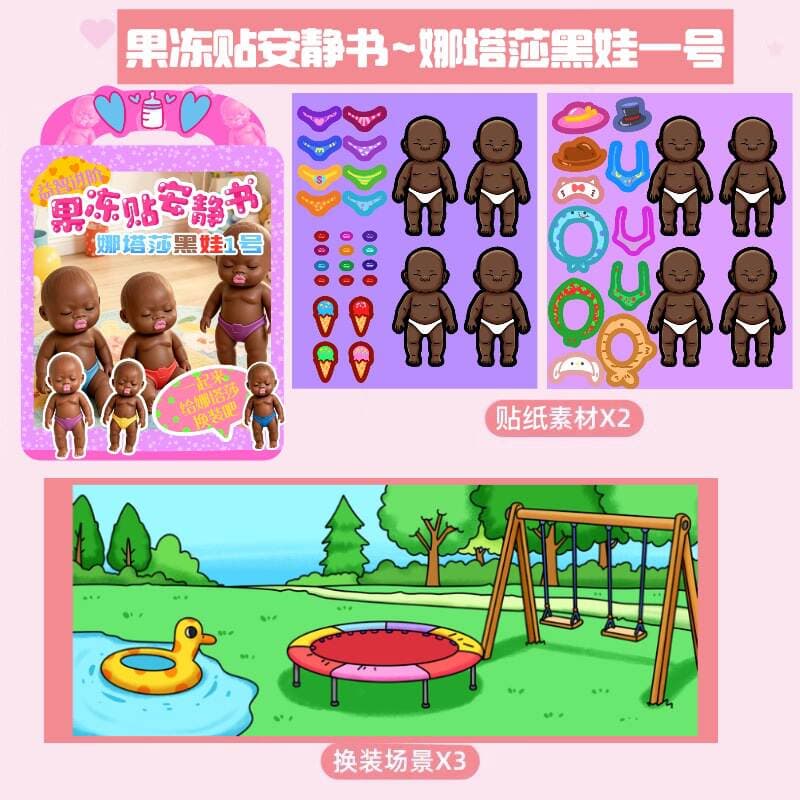 Natasha Jelly Stickers Quiet Book DIY Handmade Toys for Girls, Reusable, No Cutting Required, Washable 3
