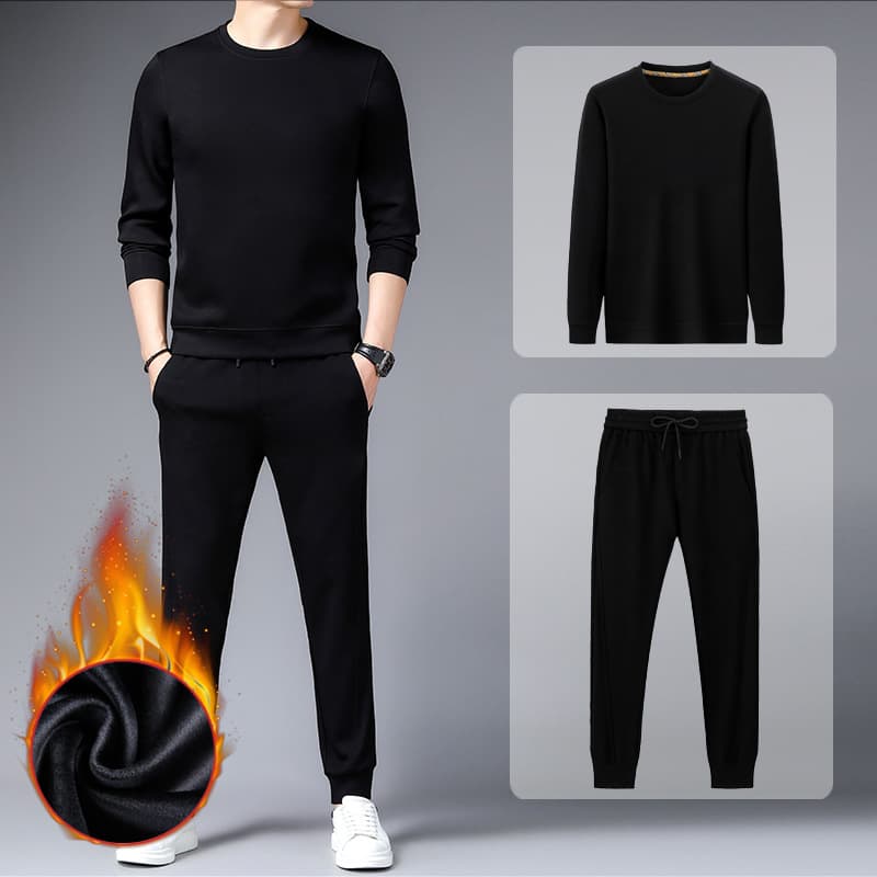 Black two-piece set with fleece lining