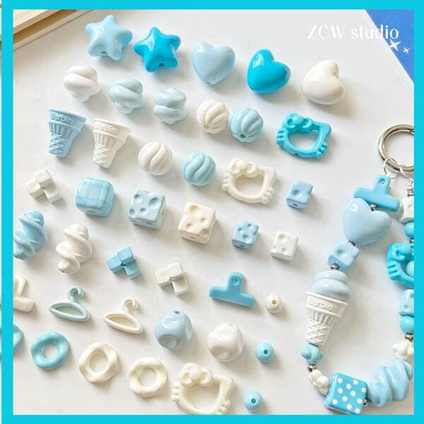 【Bihai】Acrylic Lacquered Cheese Star Cone Beads Mobile Phone Chain Loose Beads DIY Accessories Materials Beads