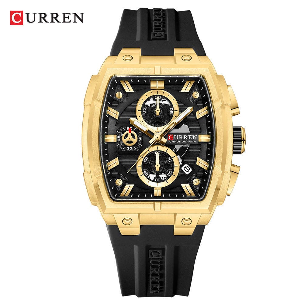 CURREN 8488 Kişi Barrel Formalı Kvars Saatı, Üç Gözlü, Altı Əqrəbli, İdman 4