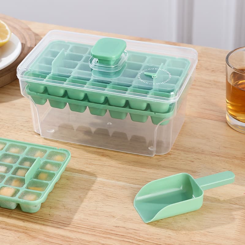 Press-type ice box [green double-layer]