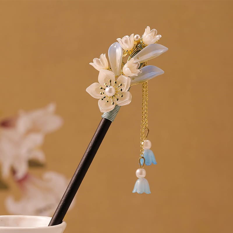 Lily of the valley hairpin haze blue