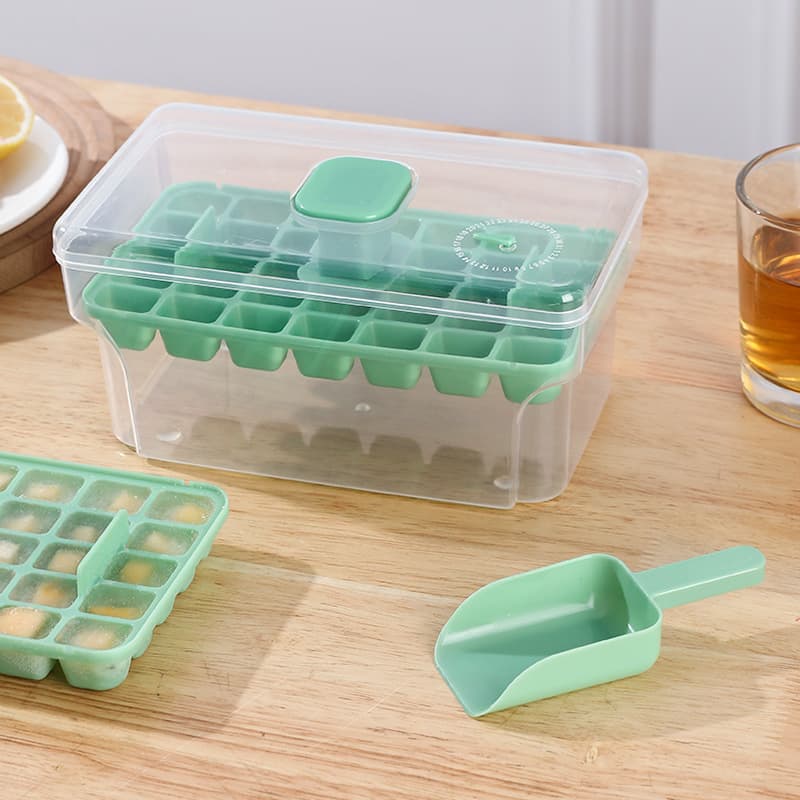 Press-type ice box [green single layer]