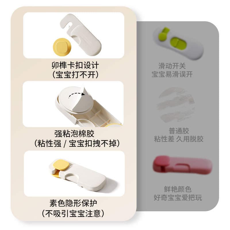 Child Safety Drawer Lock to Prevent Babies from Opening Doors, No-Drill Drawer Lock to Prevent Pets from Opening Drawer Cabinet Doors, Safety Lock 2